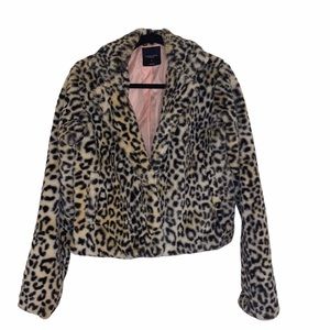 Angel Kiss Jacket - Black & Cream Leopard Fur Coat